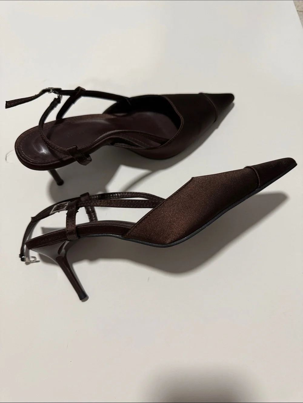 Women's Pointed Toe Slingback Heels in Dark Brown